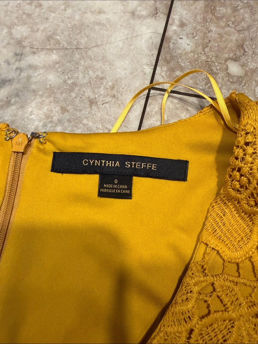 Cynthia Steffe Mustard Floral Lace Mini Dress - Picture 5 of 8